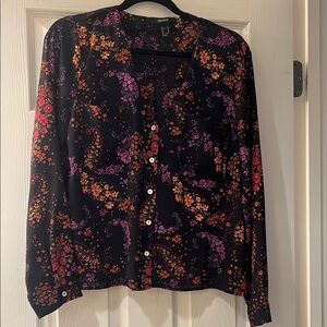 Forever 21 Black Long Sleeve Button Down Blouse